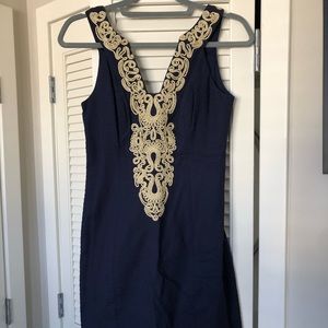 NWT Lilly Pulitzer navy shift with gold detail